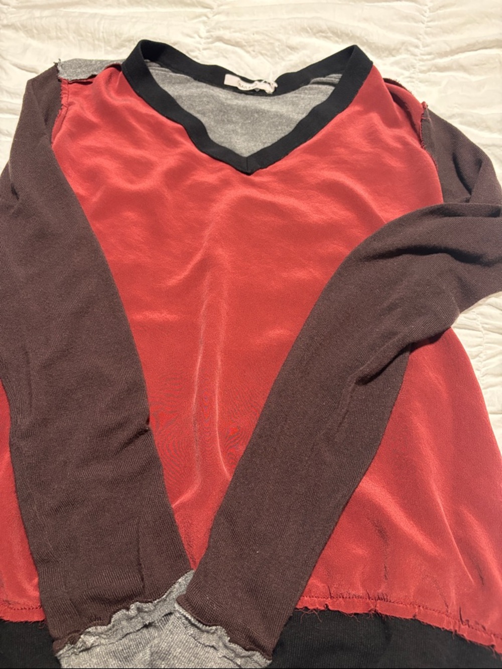 Bailey 44 women’s Colorblock Crew Neck Undershirt - Gray, Black & Burgundy